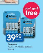 Safeway AAA or AA Alkaline Batteries-4 Pack Per Offer