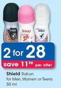 Shield Roll-On For Men, Women Or Teens-2 x 50ml Per Offer
