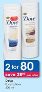Dove Body Lotions-2 x 400ml Per Offer