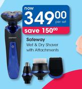 Safeway Wet & Dry Shaver With Attachments-Per Set