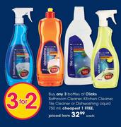 Clicks Bathroom Cleaner, Kitchen CLeaner, Tile Cleaner Or Dishwashing Liquid-750ml Each