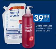 Clicks Pay Less Hand Wash 1 Litre Or Refill 1.5 Litre-Each
