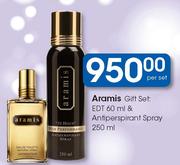 Aramis Gift Set: EDT 60ml & Antiperspirant Spray-250ml Per Set