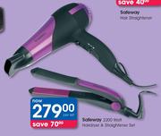Safeway 2200 Watt Hairdryer & Straighener Set-Per Set