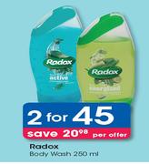 Radox Body Wash-2x250ml Per Offer