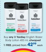 Yardley English Blazer Body Lotion-400ml Each