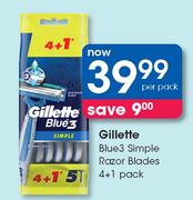 Gillette Blue3 Simple Razor Blades 4 + 1 Pack-Per Pack