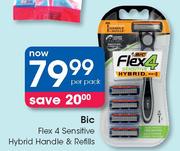 Bic Flex 4 Sensitive Hybrid Handle & Refills-Per Pack