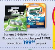 Gillette Mach3 Or Fusion Blades 4 Or 8 Pack-Per Pack