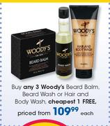 Woody's Beard Balm, Beard Wash Or Hair & Body Wash-Each