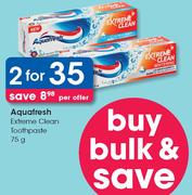 Aquafresh Extreme Clean Toothpaste-2x75g Per Offer