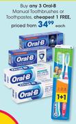 Oral-B Mannual Toothbrushes Or Toothpastes-Each