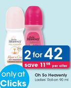 Oh So Heavenly Ladies Roll On-2x90ml Per Offer