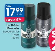 Lentheric Masculin Deodorant For Men-150ml Each
