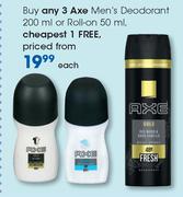 Axe Men's Deodorant 200ml Or Roll On 50ml-Each