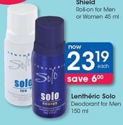 Lentheric Solo Deodorant For Men-150ml Each