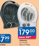 Safeway Fan Heater (Black Or White)-Each