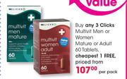 Clicks Multivit Men Or Women Mature Or Adult 60 Tablets-Per Pack