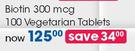 GNC Biotin 300 mcg 100 Vegetarian Tablets-Per Pack