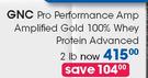 GNC Pro Performance AMP Amplified Gold 100% Whey Protein Advanced-2lb Each