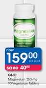 GNC Magnesium 250mg 90 Vegetarian Tablets-Per Pack