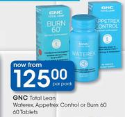 GNC Total Lean Waterex, Appetrex Control Or Burn 60 60 Tablets-Per Pack