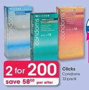 Clicks Condoms 12 Pack-For 2