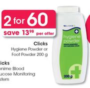 Clicks Hygiene Powder Or Foot Powder-2 x 200g