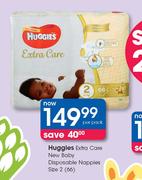 Huggies Extra Care New Bbay Disposable Nappies Size 2 (66)-Per Pack