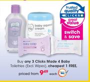 Clicks Made 4 Baby Toiletries (Exc.Wipes)-Each