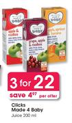 Clicks Made 4 Baby Juice-3 x 200ml