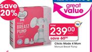 Clicks Made 4 Mom Manual Breast Pump-Each