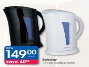 Safeway 1.7Ltr Cordless Kettle-Each