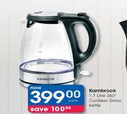 Kambrook 1.7Ltr 360 Degree Cordless Glass Kettle-Each