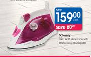 Safeway 1600 Watt Steam Iron With Stainless Steel Soleplate-Each