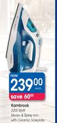 Kambrook 2200 Watt Steam & Spray Iron With Ceramic Seoleplate-Each