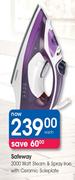 Safeway 2000 Watt Steam & Spray Iron With Ceramic Soleplate-Each