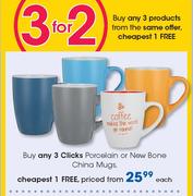 Clicks Porcelain Or New Bone China Mugs-Each