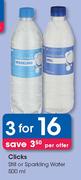 Clicks Still Or Sparkling Water-3 x 500ml