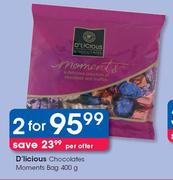 D'Licious Chocolates Moments Bag-2 x 400g