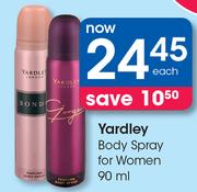 Yardley Body Spray For Women-90ml Each