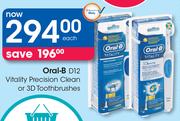 Oral-B D12 Vitality Precision Clean Or 3D Toothbrushes-Each