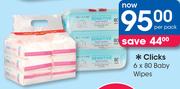 Clicks 6x80 Baby Wipes-Per Pack