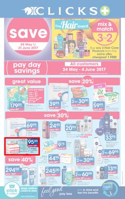 Clicks : Pay Day Savings (24 May - 21 June 2017), page 1