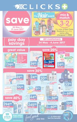Clicks : Pay Day Savings (24 May - 21 June 2017), page 1