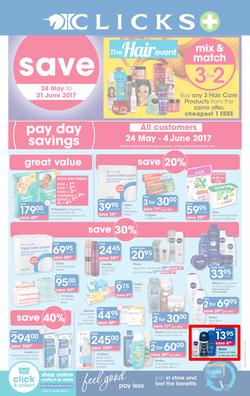 Clicks : Pay Day Savings (24 May - 21 June 2017), page 1