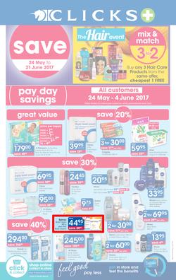 Clicks : Pay Day Savings (24 May - 21 June 2017), page 1