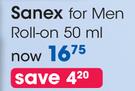 Sanex For Men Roll-On-50ml Each