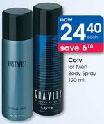 Coty For Men Body Spray-120ml Each