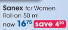 Sanex For Women Roll-On-50ml